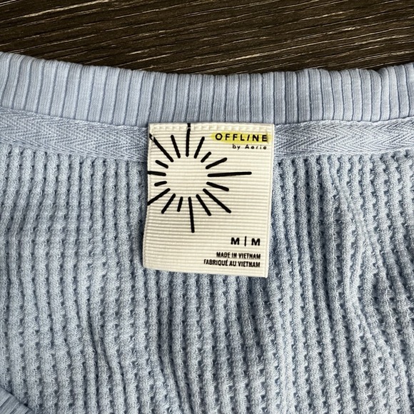 OFFLINE By Aerie Wow Waffle Oversized T-Shirt Blue Women's Medium  Boho Coastal - Picture 2 of 9